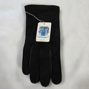 NWT‎ Portolano Goatskin Leather & Lambs Wool Gloves Womens Black Large Lined